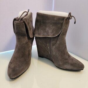 White House Black Market Gray Wedge Ankle Boots Size 8